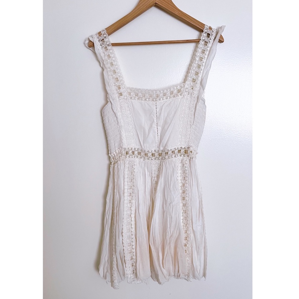 Free People White Verona One Sleeveless Med Short Casual Dress